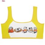 ست شورت و نیم تنه دخترانه ماییلدا مدل پددار گربه سرمایی کد 5164-6 رنگ زرد