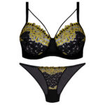 ست شورت و سوتین زنانه کارنا رز مدل گل فنردار هارنس کد 1001 رنگ مشکی