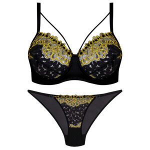 ست شورت و سوتین زنانه کارنا رز مدل گل فنردار هارنس کد 1001 رنگ مشکی