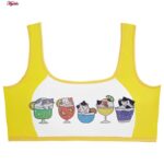 ست شورت و نیم تنه دخترانه ماییلدا مدل پددار گربه و آبمیوه کد 5164-2 رنگ زرد