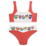 ست شورت و نیم تنه دخترانه ماییلدا مدل پددار گربه و آبمیوه کد 5164-2 رنگ گلبهی