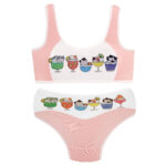 ست شورت و نیم تنه دخترانه ماییلدا مدل پددار گربه و آبمیوه کد 5164-2 رنگ صورتی روشن