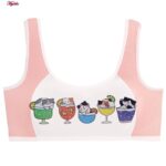 ست شورت و نیم تنه دخترانه ماییلدا مدل پددار گربه و آبمیوه کد 5164-2 رنگ صورتی روشن