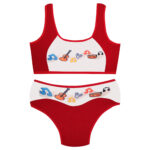 ست شورت و نیم تنه دخترانه ماییلدا مدل پددار ساز و آواز کد 5164-3 رنگ قرمز