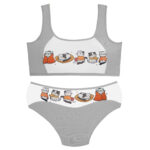 ست شورت و نیم تنه دخترانه ماییلدا مدل پددار گربه سرمایی کد 5164-6 رنگ طوسی