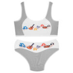 ست شورت و نیم تنه دخترانه ماییلدا مدل پددار ساز و آواز کد 5164-3 رنگ طوسی