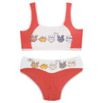 ست شورت و نیم تنه دخترانه ماییلدا مدل پددار خرگوش و جوجه کد 5164-5 رنگ گلبهی