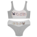 ست شورت و نیم تنه دخترانه ماییلدا مدل پددار خرگوش خندان کد 5164-7 رنگ طوسی