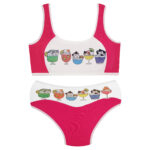 ست شورت و نیم تنه دخترانه ماییلدا مدل پددار گربه و آبمیوه کد 5164-2 رنگ سرخابی