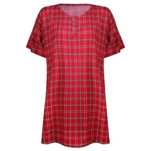 تونیک زنانه ماییلدا مدل چهارخانه کد 5195-2 رنگ قرمز