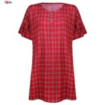 تونیک زنانه ماییلدا مدل چهارخانه کد 5195-2 رنگ قرمز