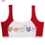 ست شورت و نیم تنه دخترانه ماییلدا مدل پددار خرگوش و جوجه کد 5164-5 رنگ قرمز