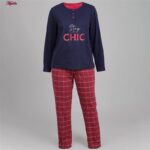 ست بلوز و شلوار زنانه لین مدل نخ پنبه کد 5196-209 رنگ سرمه ای