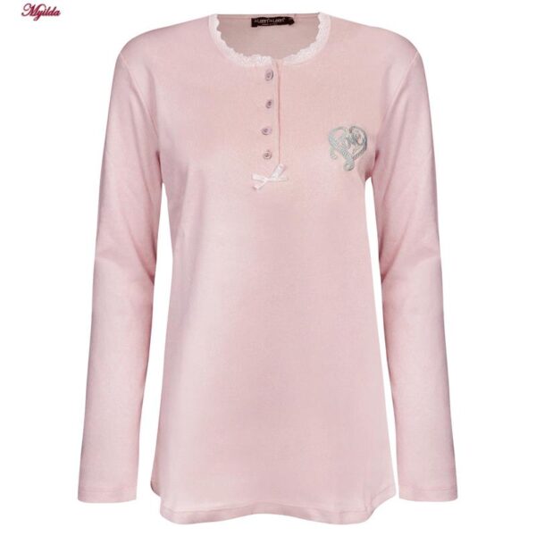 ست بلوز و شلوار زنانه لین مدل نخ پنبه کد 5196-154 رنگ صورتی