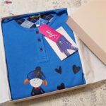 ست بلوز و شلوار زنانه لین مدل نخ پنبه کد 5196-157 رنگ آبی