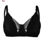 سوتین زنانه لین مدل پرسی فنردار طرح پروانه کد 4680-744 رنگ مشکی