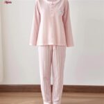 ست بلوز و شلوار زنانه لین مدل نخ پنبه کد 5196-154 رنگ صورتی