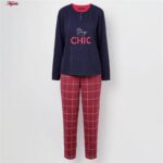 ست بلوز و شلوار زنانه لین مدل نخ پنبه کد 5196-209 رنگ سرمه ای