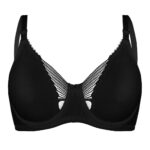 سوتین زنانه لین مدل پرسی فنردار طرح پروانه کد 4680-744 رنگ مشکی