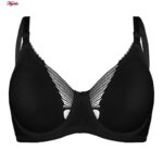 سوتین زنانه لین مدل پرسی فنردار طرح پروانه کد 4680-744 رنگ مشکی