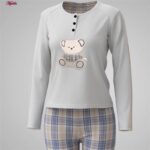 ست بلوز و شلوار زنانه لین مدل تدی نخ پنبه کد 5196-151 رنگ طوسی