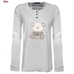 ست بلوز و شلوار زنانه لین مدل تدی نخ پنبه کد 5196-151 رنگ طوسی