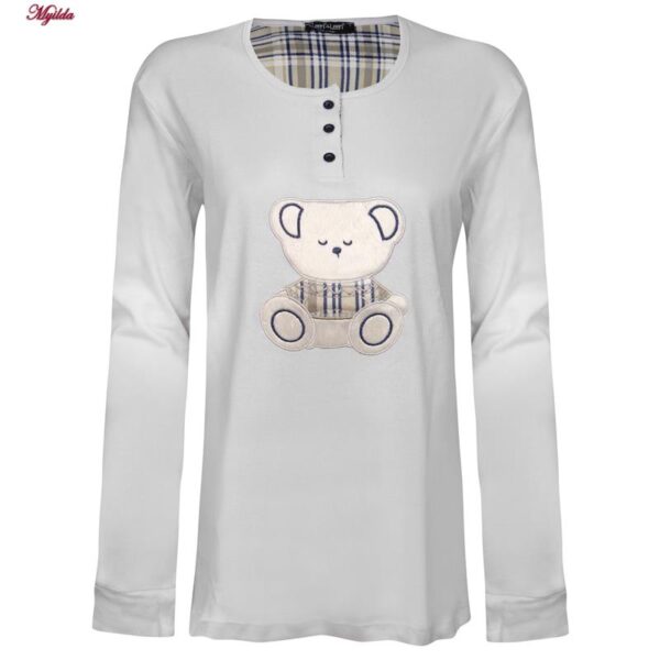 ست بلوز و شلوار زنانه لین مدل تدی نخ پنبه کد 5196-151 رنگ طوسی