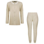 ست شومیز و شلوار زنانه لین مدل نخ پنبه جلو دکمه کد 5196-158 رنگ کرم