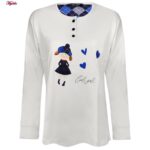 ست بلوز و شلوار زنانه لین مدل نخ پنبه کد 5196-157 رنگ سفید