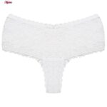 ست شورت و سوتین زنانه شاندرمن مدل فنردار گیپور گلدار کد 5080-2464-03 رنگ سفید