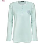 ست بلوز و شلوار زنانه لین مدل نخ پنبه کد 5196-154 رنگ سبز