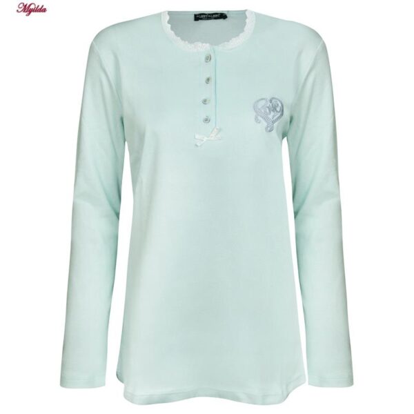 ست بلوز و شلوار زنانه لین مدل نخ پنبه کد 5196-154 رنگ سبز