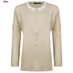 ست شومیز و شلوار زنانه لین مدل نخ پنبه جلو دکمه کد 5196-158 رنگ کرم