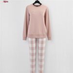 ست بلوز و شلوار زنانه لین مدل نخ پنبه کد 5196-149 رنگ گلبهی روشن