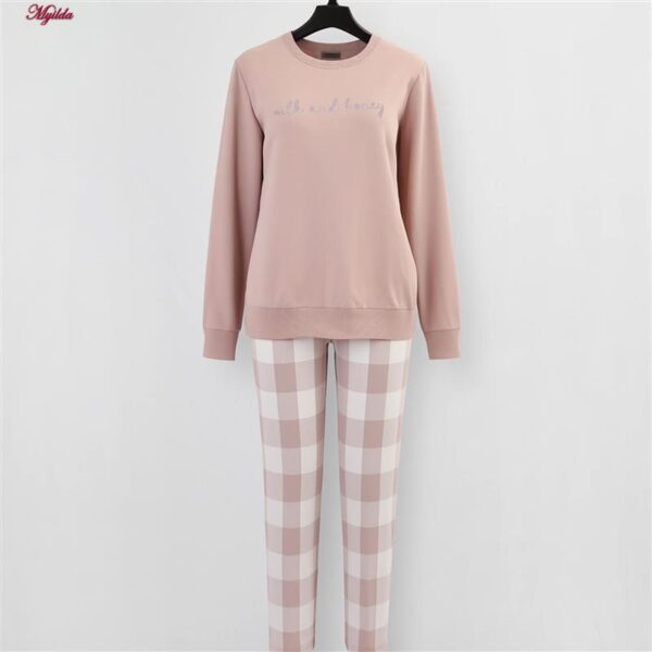 ست بلوز و شلوار زنانه لین مدل نخ پنبه کد 5196-149 رنگ گلبهی روشن