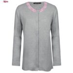 ست شومیز و شلوار زنانه لین مدل نخ پنبه جلو دکمه کد 5196-158 رنگ طوسی