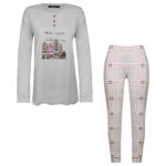 ست بلوز و شلوار زنانه لین مدل نخ پنبه کد 5196-156 رنگ طوسی