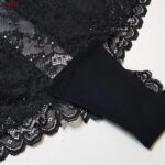 ست شورت و سوتین زنانه شاندرمن مدل فنردار گیپور گلدار کد 5080-2464-04 رنگ مشکی