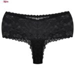 ست شورت و سوتین زنانه شاندرمن مدل فنردار گیپور گلدار کد 5080-2464-04 رنگ مشکی