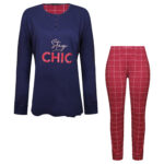 ست بلوز و شلوار زنانه لین مدل نخ پنبه کد 5196-209 رنگ سرمه ای