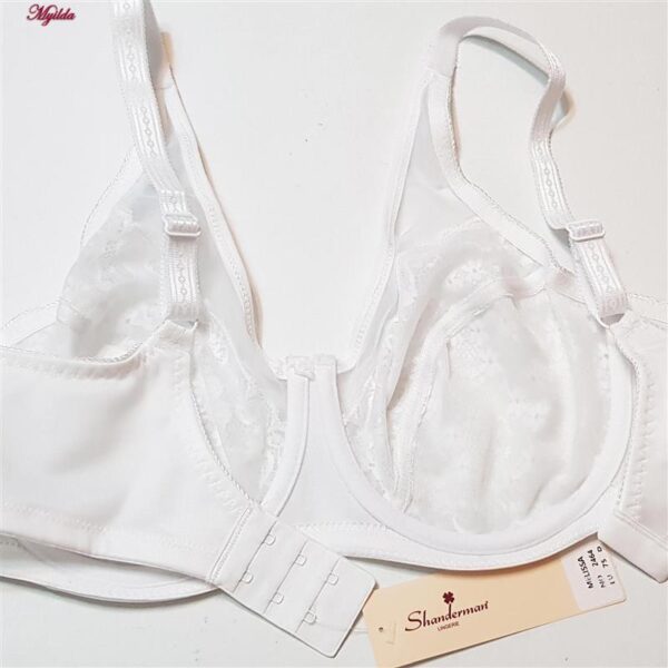 ست شورت و سوتین زنانه شاندرمن مدل فنردار گیپور گلدار کد 5080-2464-03 رنگ سفید