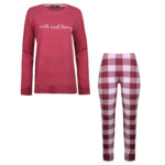 ست بلوز و شلوار زنانه لین مدل نخ پنبه کد 5196-149 رنگ زرشکی