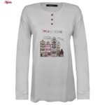 ست بلوز و شلوار زنانه لین مدل نخ پنبه کد 5196-156 رنگ طوسی