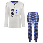 ست بلوز و شلوار زنانه لین مدل نخ پنبه کد 5196-157 رنگ سفید