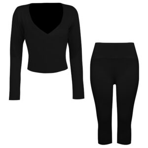 ست تی شرت و شلوارک ورزشی زنانه مدل 5223-697P رنگ مشکی