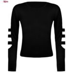 ست تی شرت آستین بلند و شلوارک ورزشی زنانه مدل ریلی کد 5226-696p رنگ مشکی