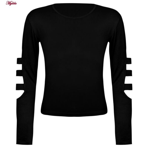 ست تی شرت آستین بلند و شلوارک ورزشی زنانه مدل ریلی کد 5226-696p رنگ مشکی