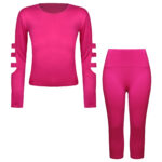 ست تی شرت آستین بلند و شلوارک ورزشی زنانه مدل ریلی کد 5226-696p رنگ سرخابی
