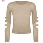 ست تی شرت آستین بلند و شلوارک ورزشی زنانه مدل ریلی کد 5226-696p رنگ کرم