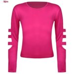 ست تی شرت آستین بلند و شلوارک ورزشی زنانه مدل ریلی کد 5226-696p رنگ سرخابی